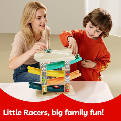 Toddler Toys for 2 Year Old Boy, Wooden Car Ramp Race Track Set, Car Toys for Toddlers 1-3 with Cars and a Garage, Montessori Toys for 12 Year Old Boy Girl,Birthday Gift for Age 18+ Month