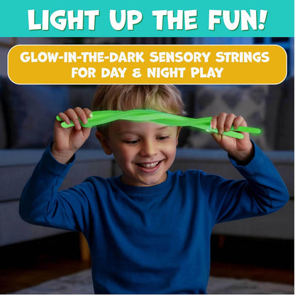 Sensory Toys Stretchy Strings for Toddlers 3+ - Stimulating & Addictive Fidget Toys for Kids - Hours of Fun for Kids - Non-Mouthable Toy 3+ - Glow 6 Pack