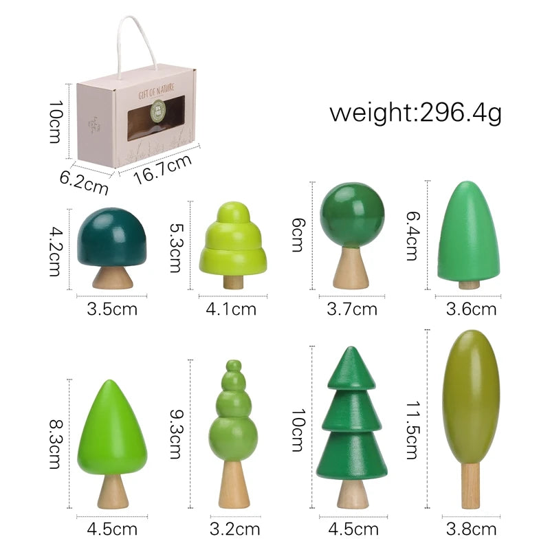1Set Wooden Natural Simulation Tree Wooden Toys for Children Montessori Game Educational Toy Baby Room Decoration Baby Gifts
