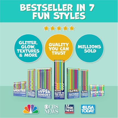 Sensory Toys Stretchy Strings for Toddlers 3+ - Stimulating & Addictive Fidget Toys for Kids - Hours of Fun for Kids - Non-Mouthable Toy 3+ - Glow 6 Pack